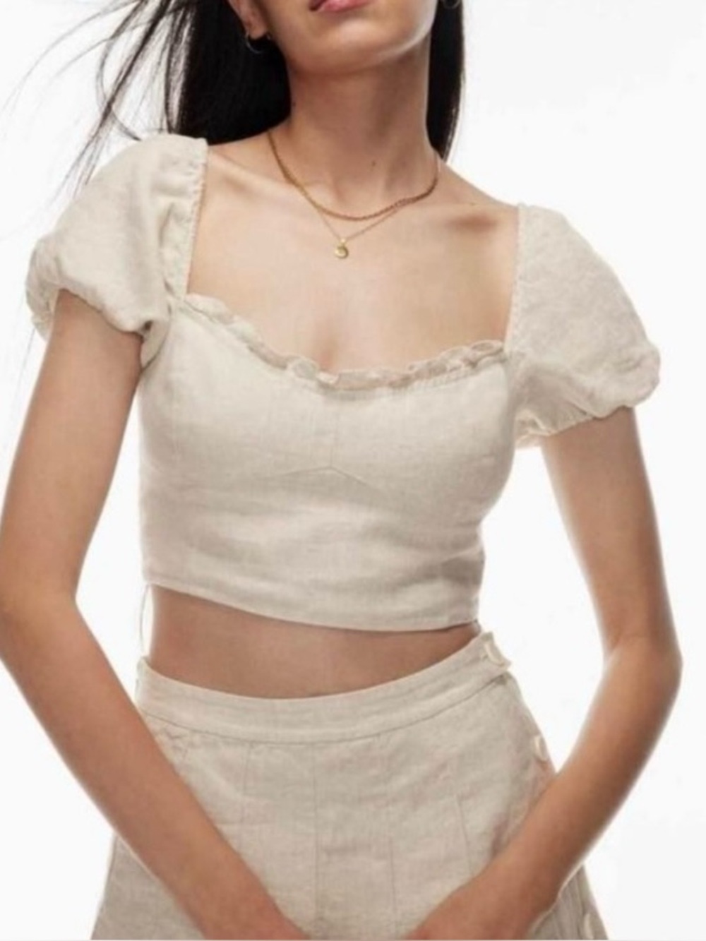 Wilfred Wander 100% Organic Linen Bustier Crop Top White M Aritzia Coquette